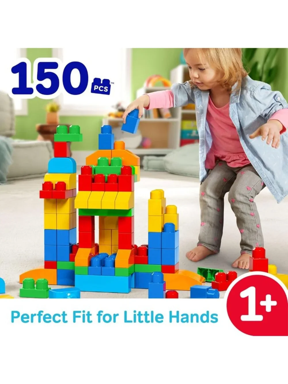 Deluxe Toddler Building Blocks Set - 150 Pieces, Storage Bag, Creative Play